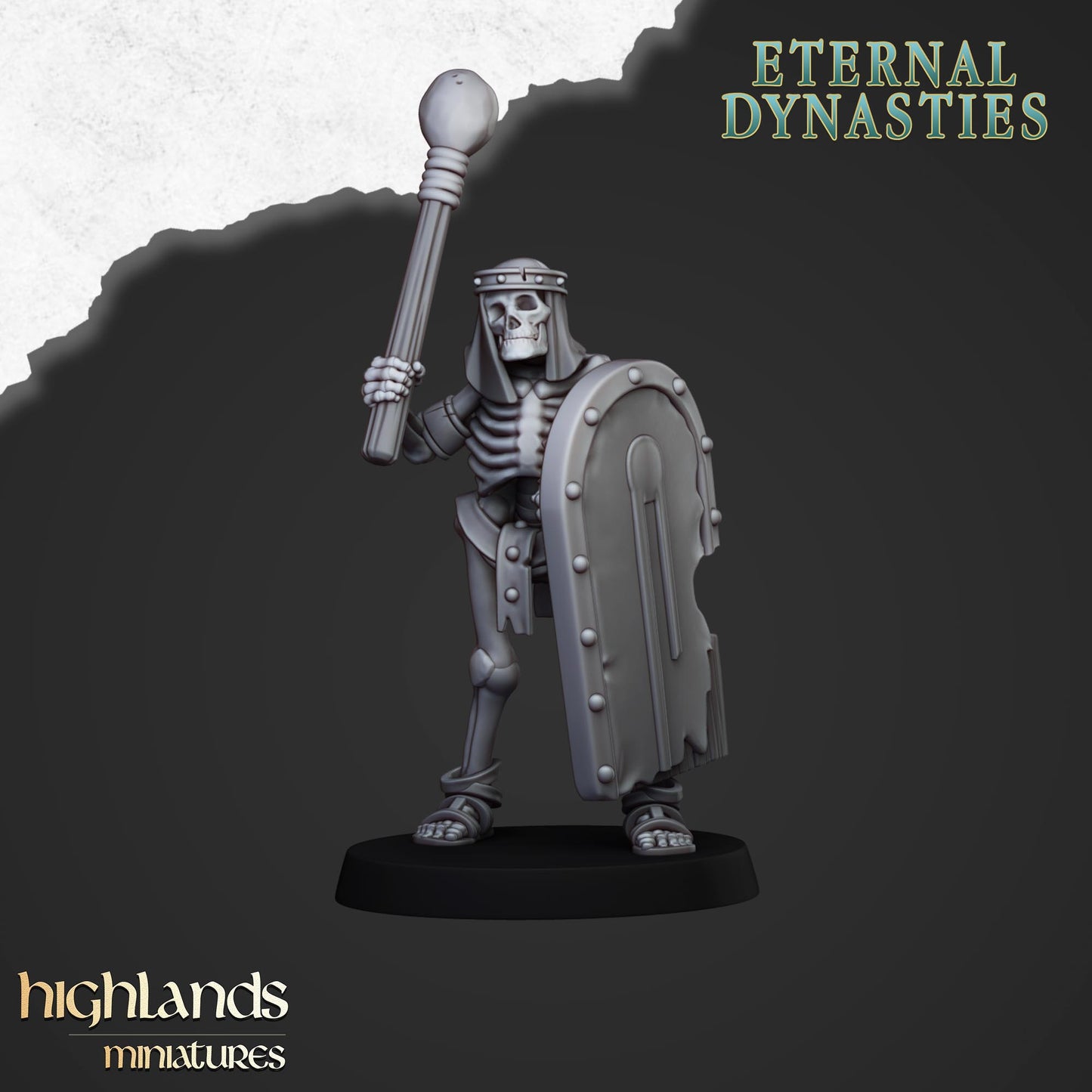 Ancient Skeletons with Spears and Hand Weapons - Eternal Dynasties - Highlands Miniatures