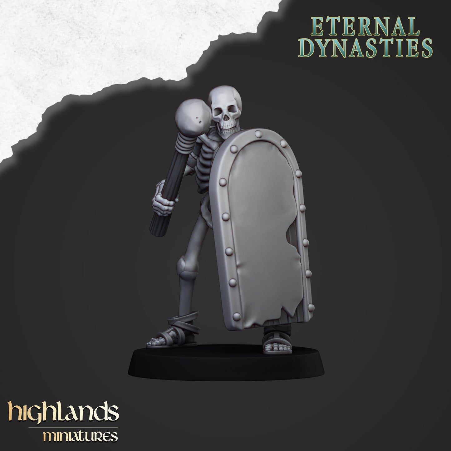 Ancient Skeletons with Spears and Hand Weapons - Eternal Dynasties - Highlands Miniatures