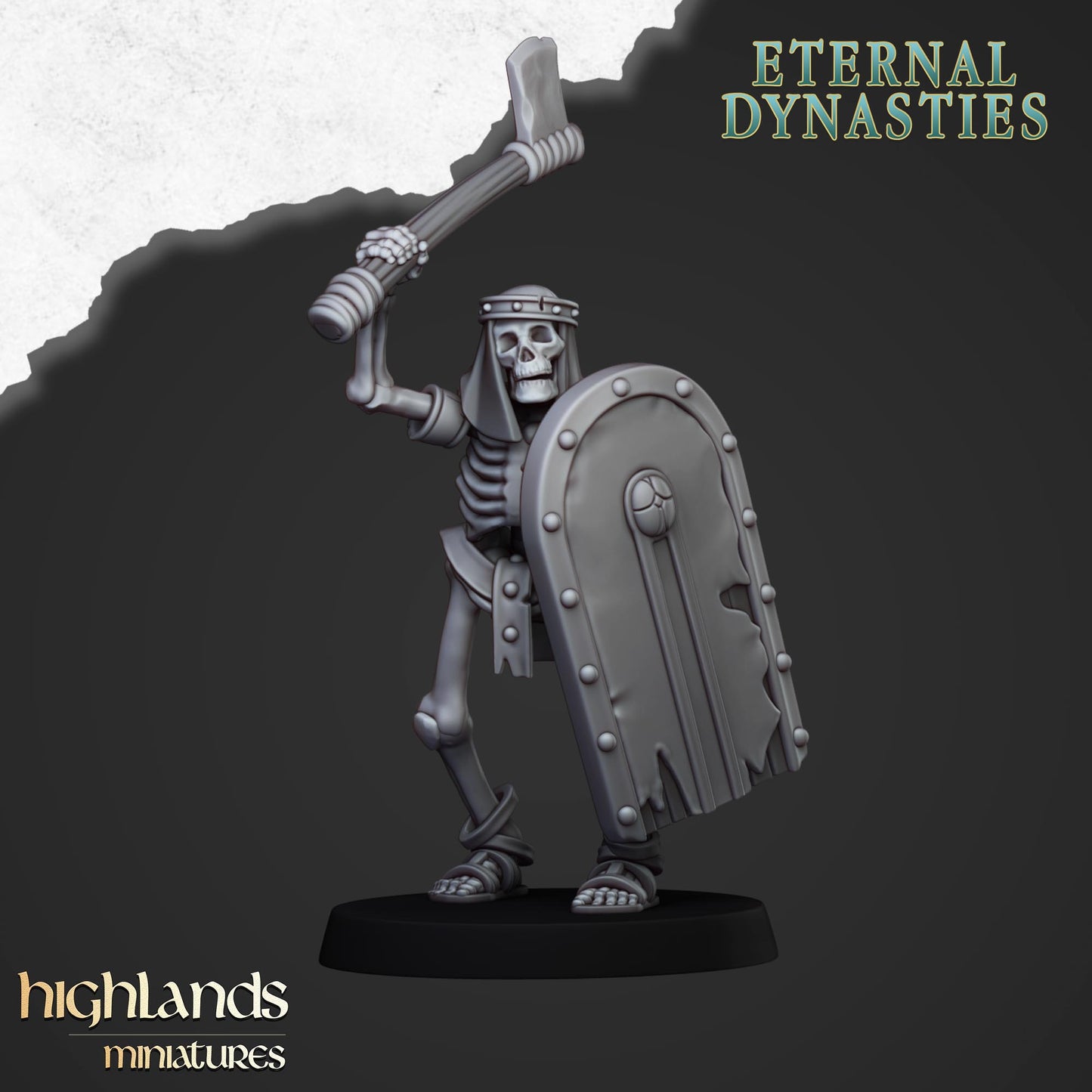 Ancient Skeletons with Spears and Hand Weapons - Eternal Dynasties - Highlands Miniatures