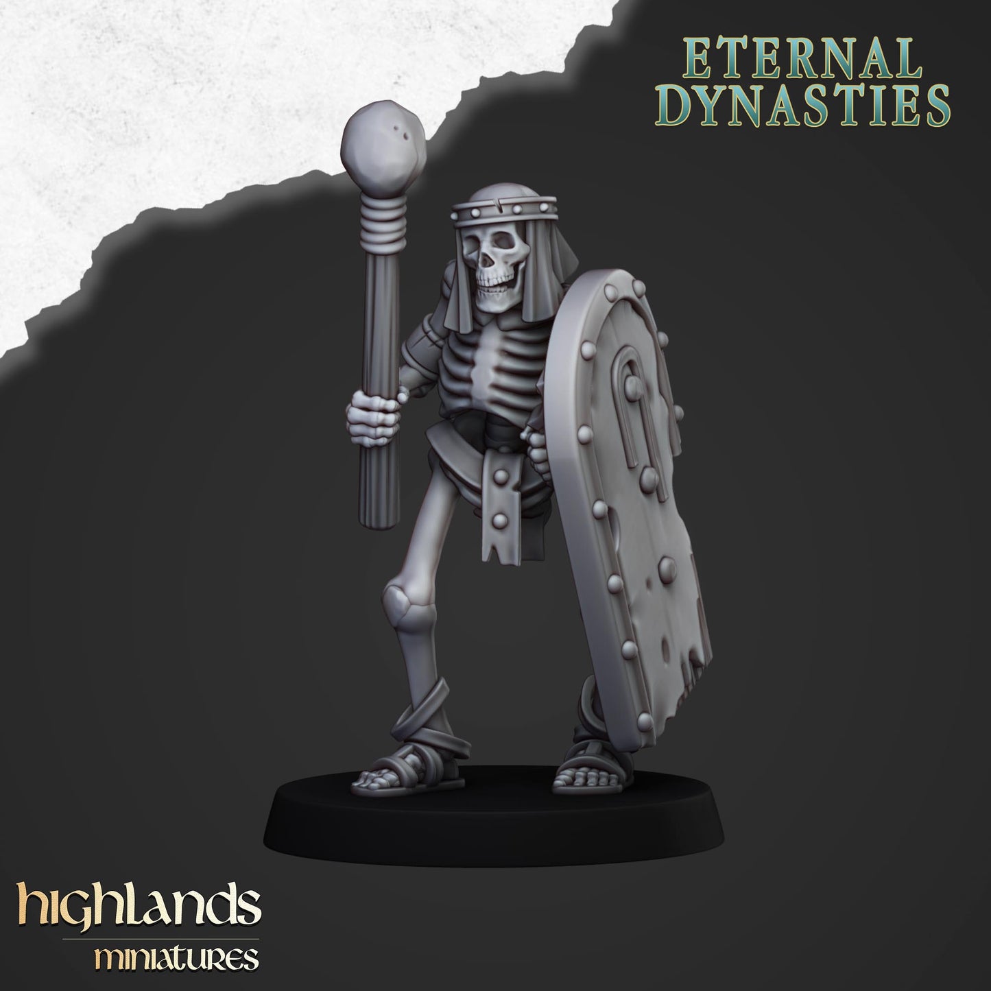 Ancient Skeletons with Spears and Hand Weapons - Eternal Dynasties - Highlands Miniatures