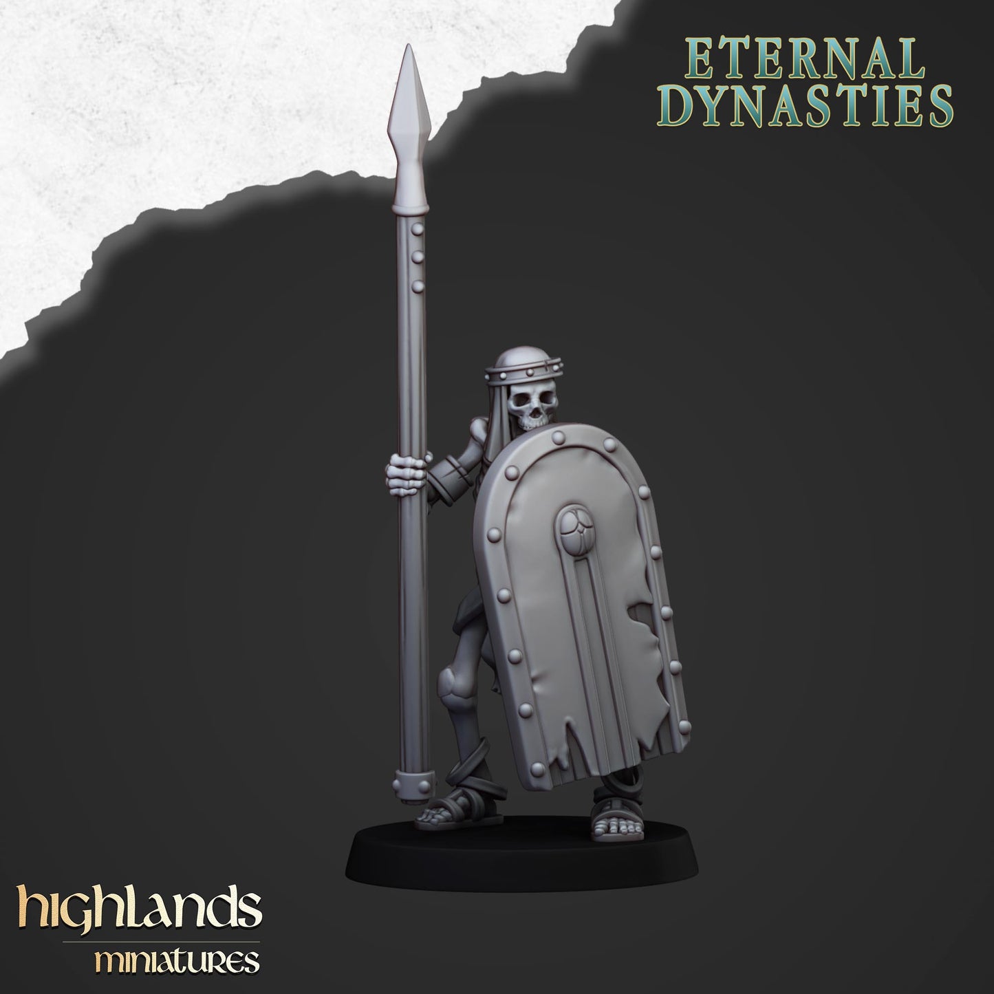 Ancient Skeletons with Spears and Hand Weapons - Eternal Dynasties - Highlands Miniatures