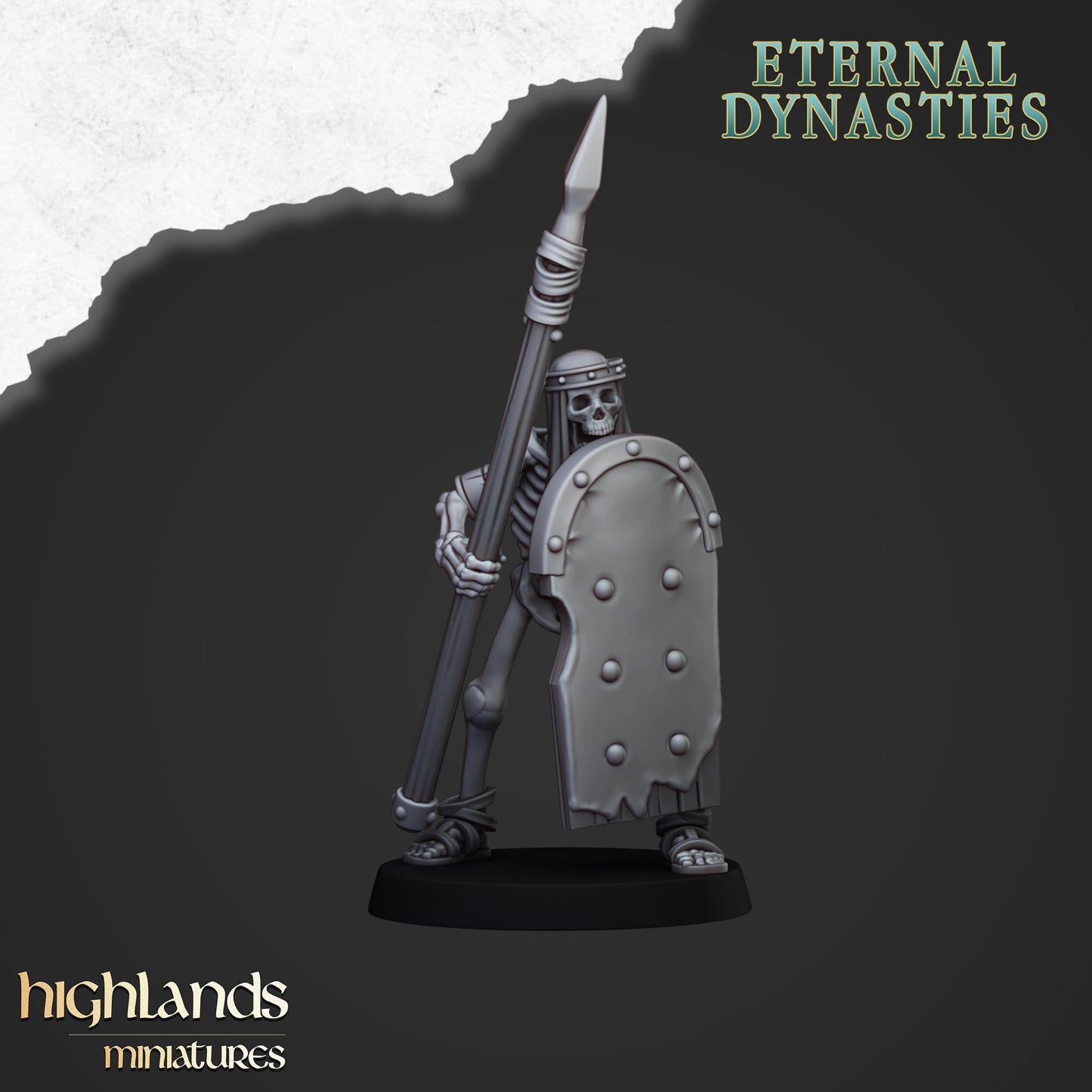 Ancient Skeletons with Spears and Hand Weapons - Eternal Dynasties - Highlands Miniatures