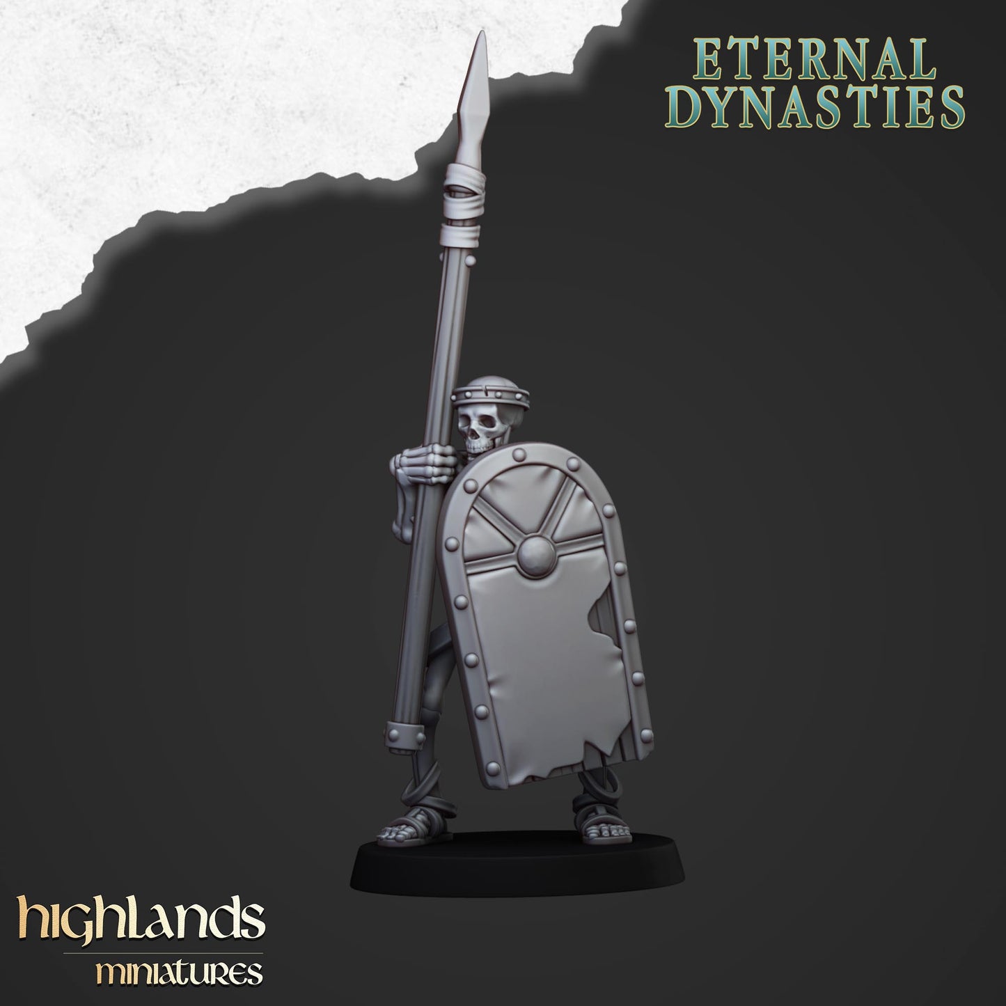 Ancient Skeletons with Spears and Hand Weapons - Eternal Dynasties - Highlands Miniatures