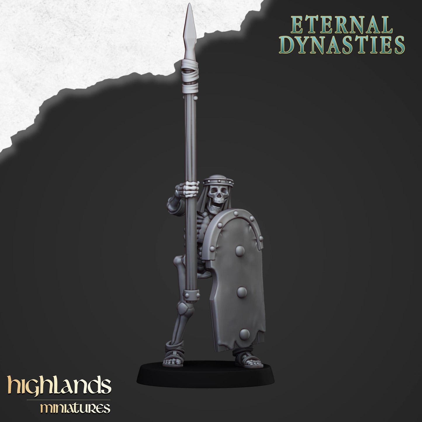 Ancient Skeletons with Spears and Hand Weapons - Eternal Dynasties - Highlands Miniatures