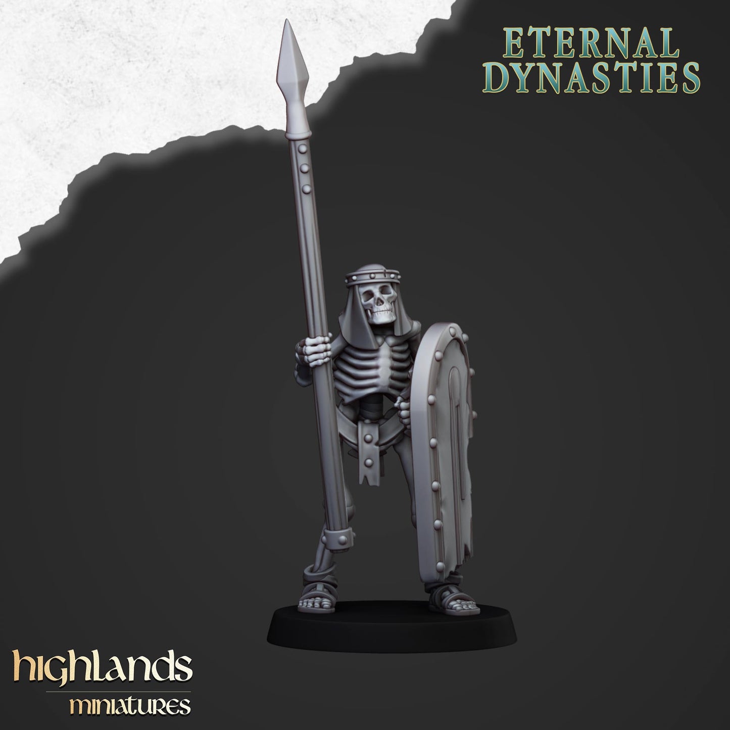 Ancient Skeletons with Spears and Hand Weapons - Eternal Dynasties - Highlands Miniatures