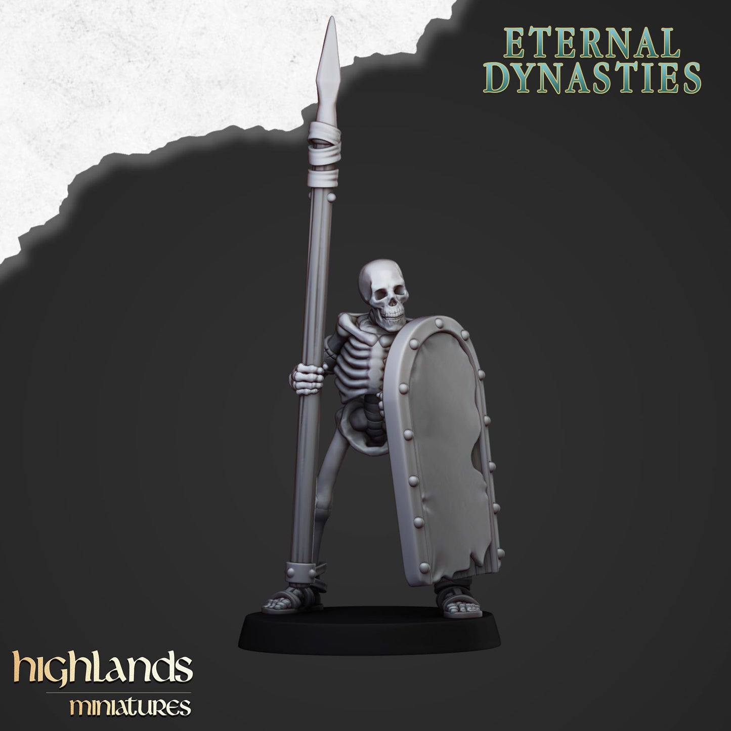 Ancient Skeletons with Spears and Hand Weapons - Eternal Dynasties - Highlands Miniatures