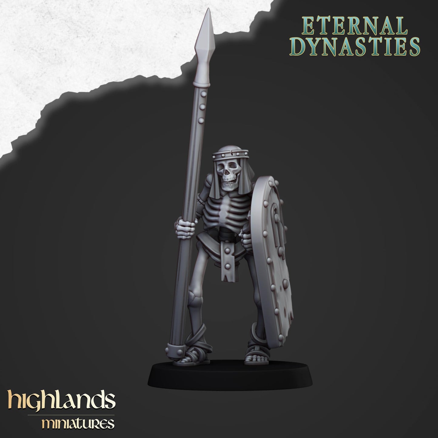 Ancient Skeletons with Spears and Hand Weapons - Eternal Dynasties - Highlands Miniatures