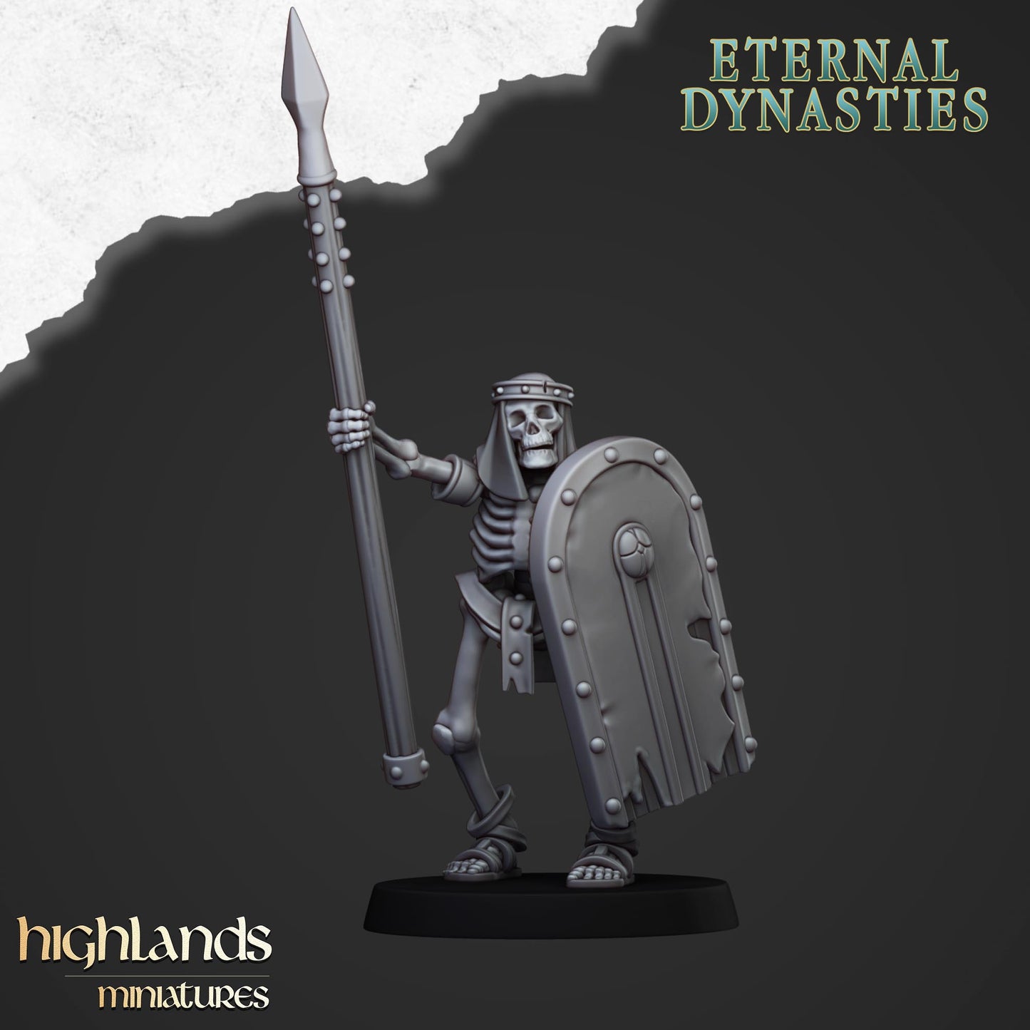 Ancient Skeletons with Spears and Hand Weapons - Eternal Dynasties - Highlands Miniatures