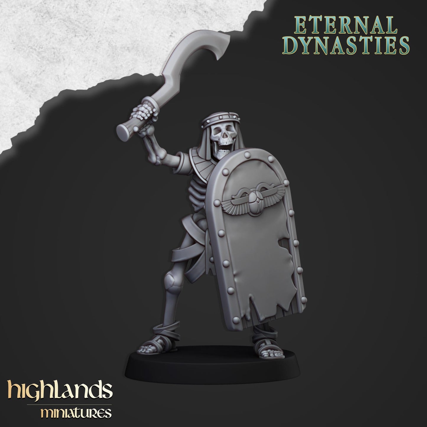 Ancient Skeletons with Spears and Hand Weapons - Eternal Dynasties - Highlands Miniatures