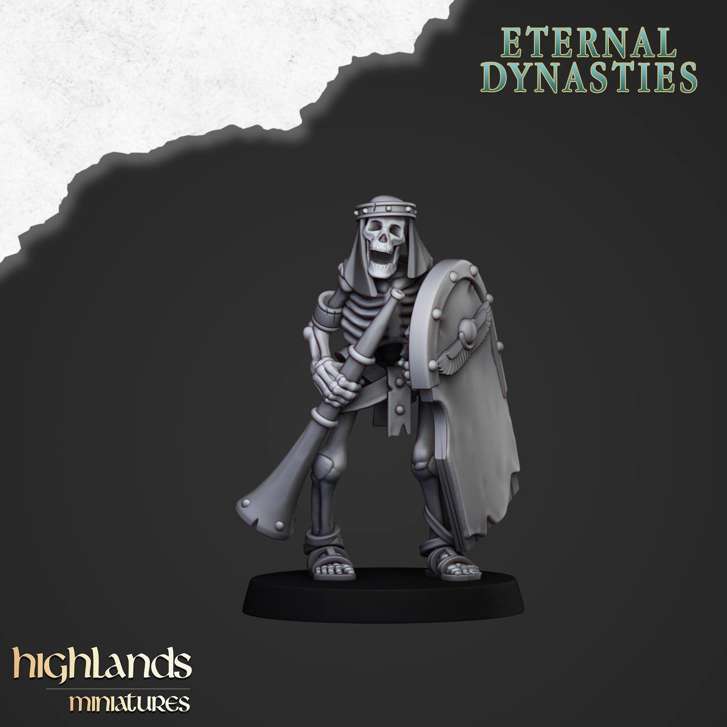 Ancient Skeletons with Spears and Hand Weapons - Eternal Dynasties - Highlands Miniatures