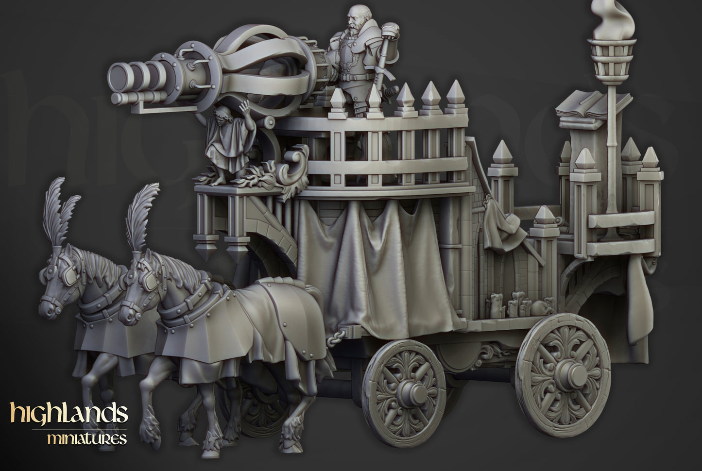 Arcane Cannon on Chariot - Highlands Miniatures