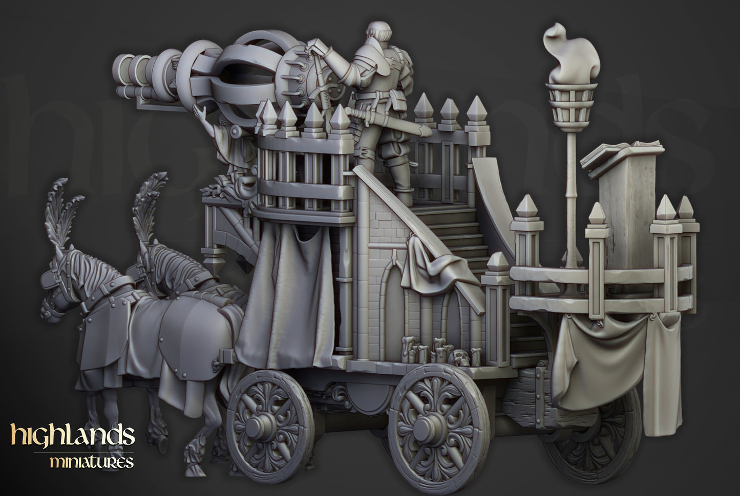 Arcane Cannon on Chariot - Highlands Miniatures