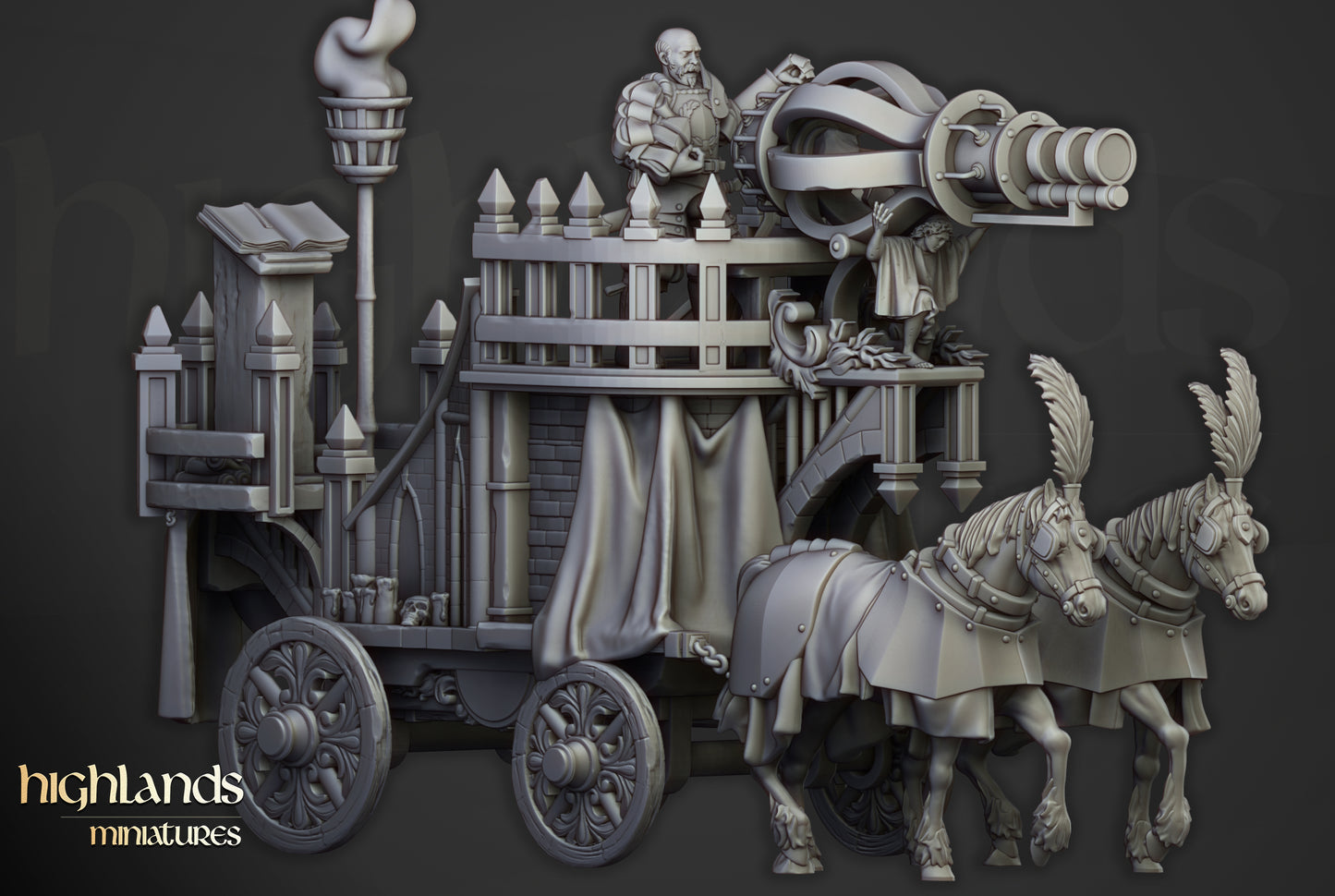 Arcane Cannon on Chariot - Highlands Miniatures