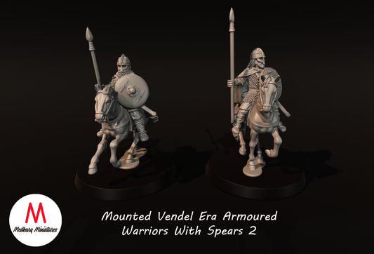 Guerriers en armure montés avec lances de l'époque Vendel 2 - Medbury Miniatures