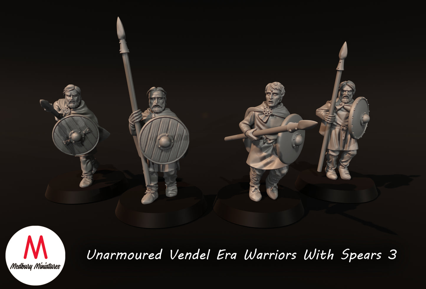 Ungepanzerte Krieger aus der Vendel-Ära mit Speeren 3 - Medbury Miniatures