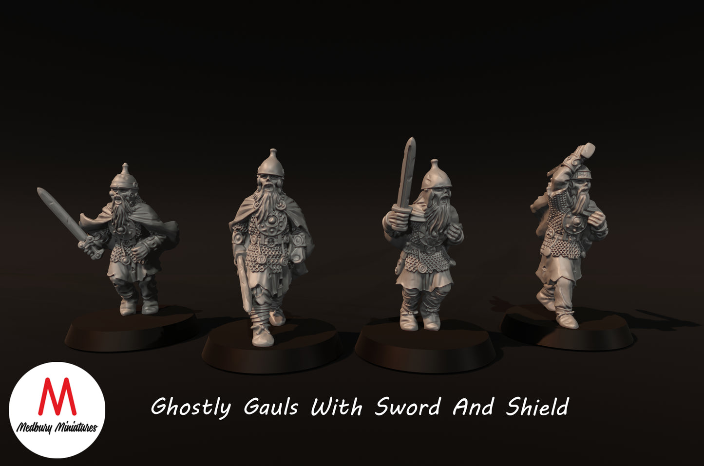 Ghostly Gauls With Sword And Shield - Medbury Miniatures