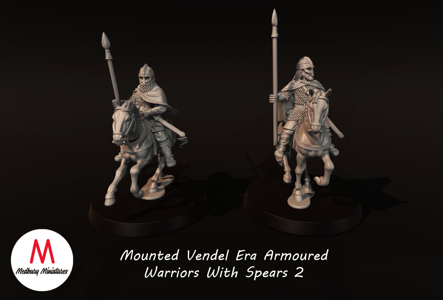 Mounted Vendel Era Armoured Warriors With Spears 2 - Medbury Miniatures