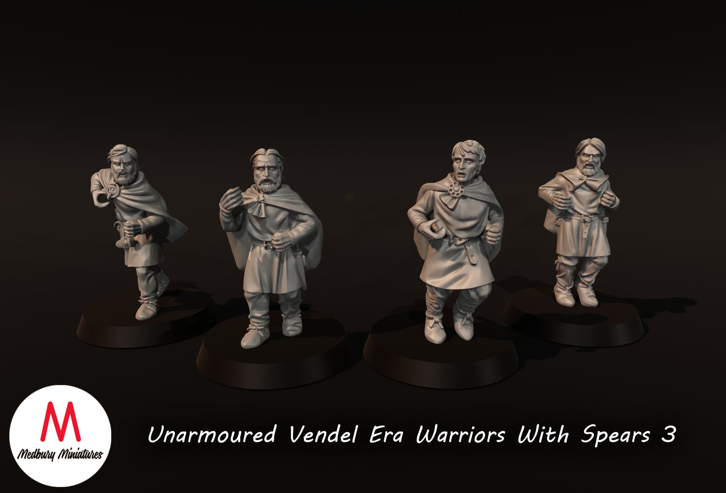 Ungepanzerte Krieger aus der Vendel-Ära mit Speeren 3 - Medbury Miniatures