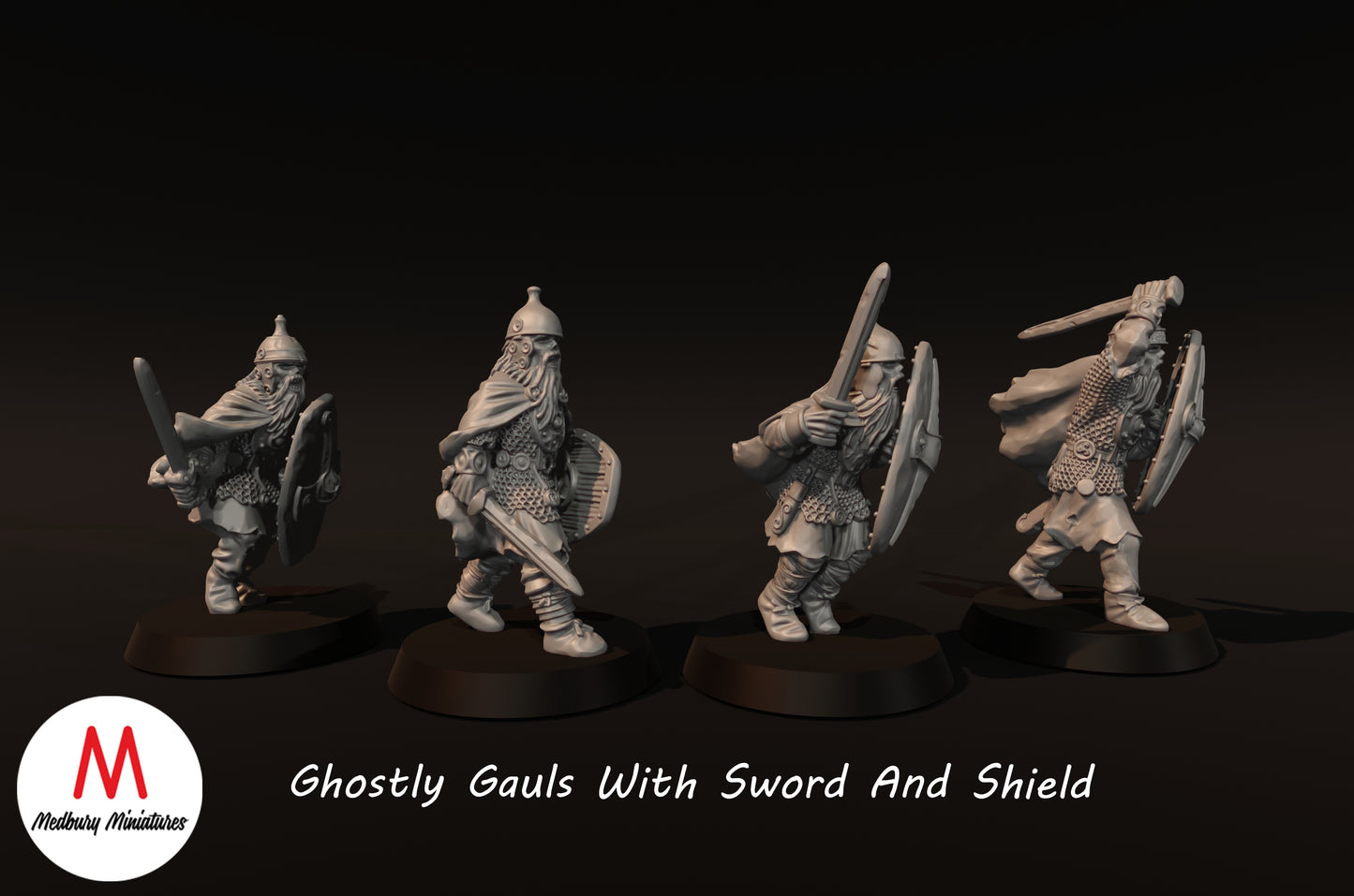 Ghostly Gauls With Sword And Shield - Medbury Miniatures