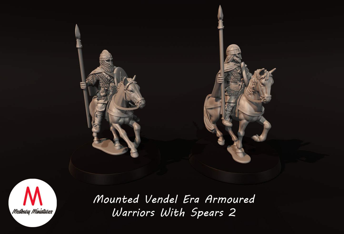 Mounted Vendel Era Armoured Warriors With Spears 2 - Medbury Miniatures