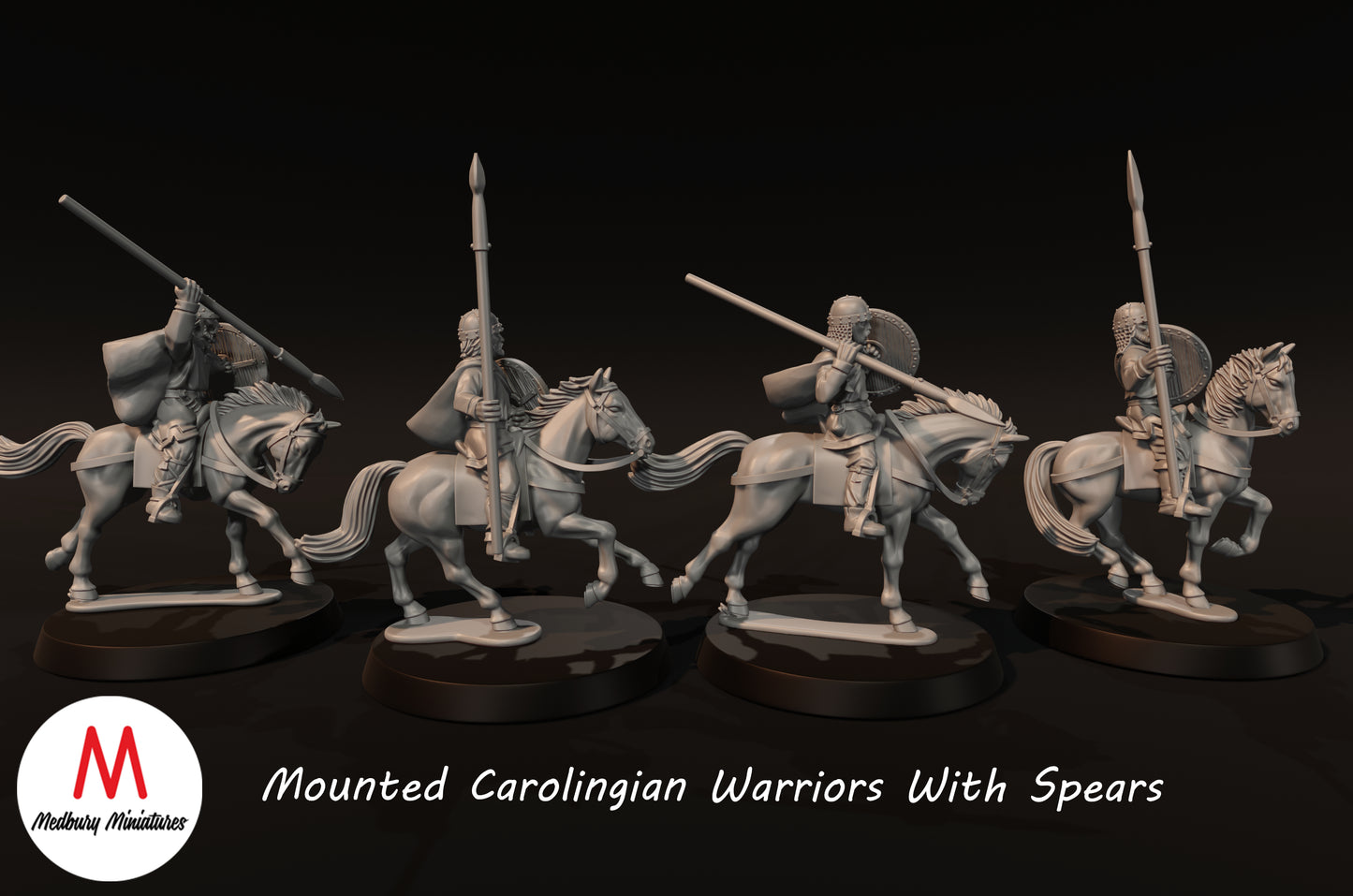 Guerriers carolingiens montés avec des lances - Medbury Miniatures