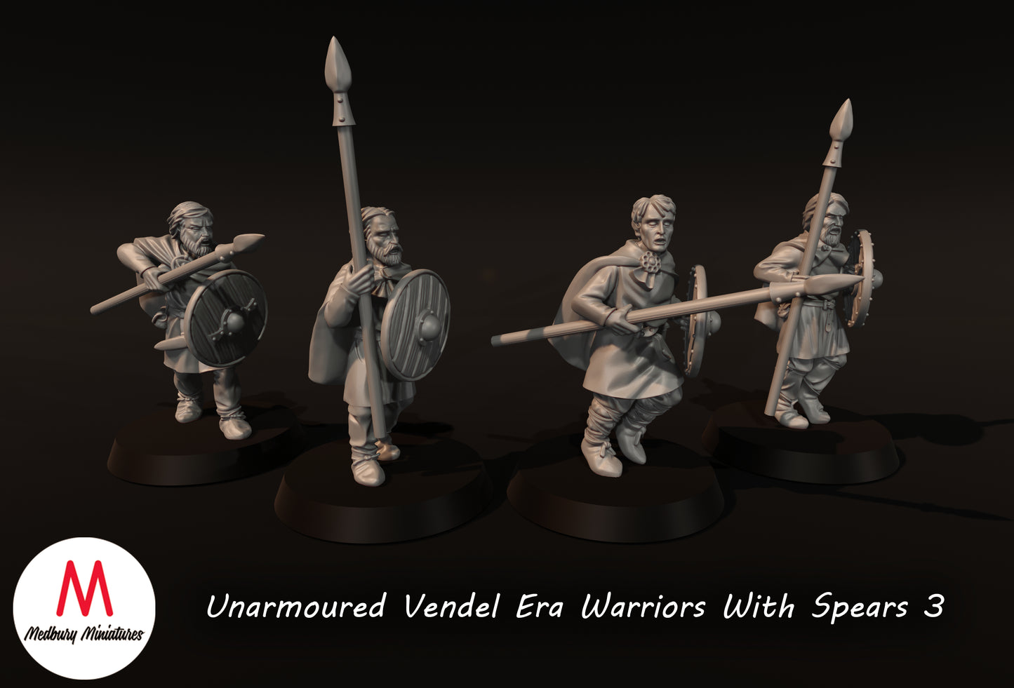 Ungepanzerte Krieger aus der Vendel-Ära mit Speeren 3 - Medbury Miniatures