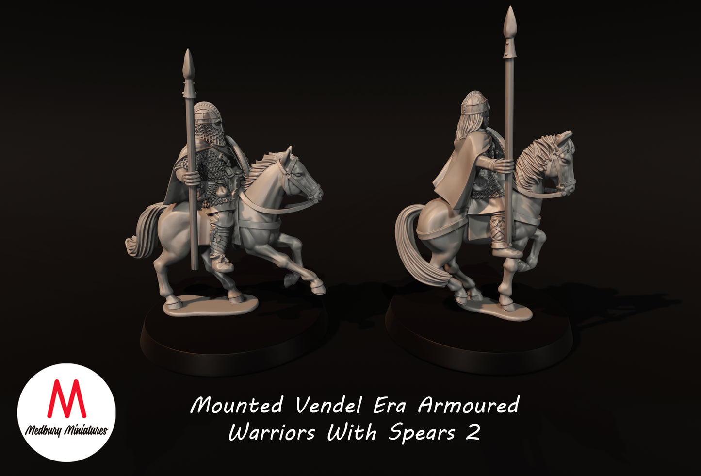 Mounted Vendel Era Armoured Warriors With Spears 2 - Medbury Miniatures