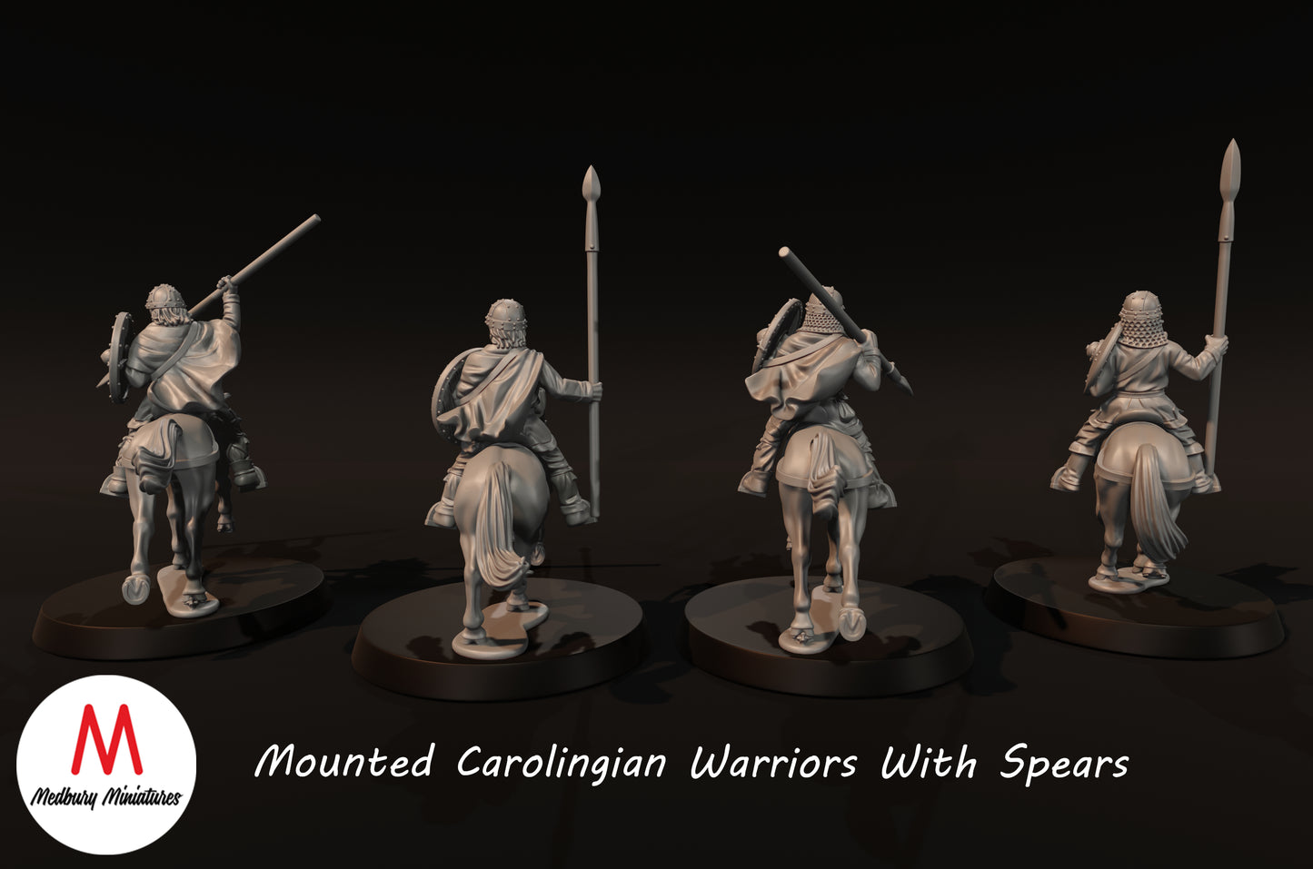 Guerriers carolingiens montés avec des lances - Medbury Miniatures