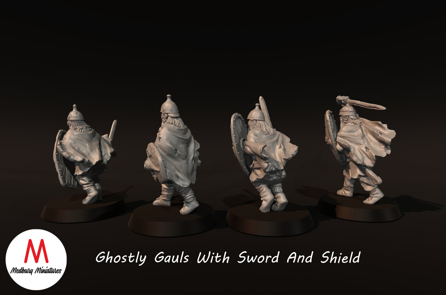 Ghostly Gauls With Sword And Shield - Medbury Miniatures