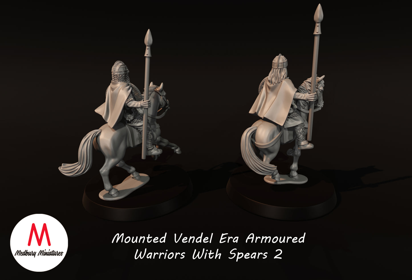 Mounted Vendel Era Armoured Warriors With Spears 2 - Medbury Miniatures