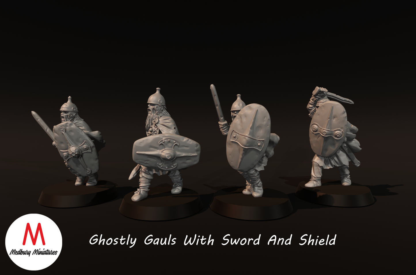 Ghostly Gauls With Sword And Shield - Medbury Miniatures