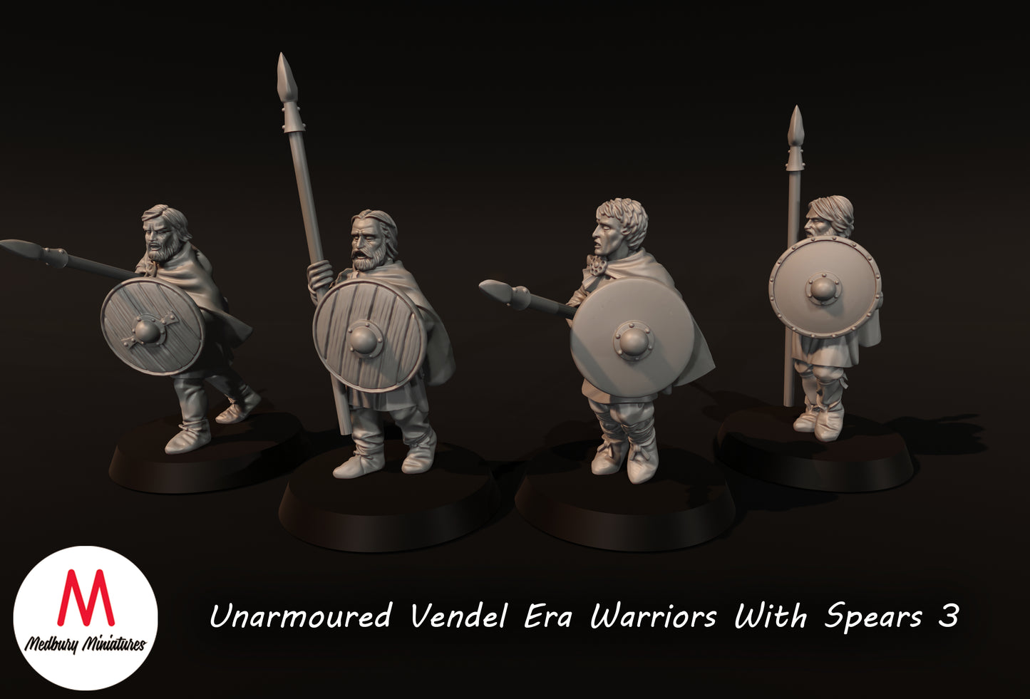 Ungepanzerte Krieger aus der Vendel-Ära mit Speeren 3 - Medbury Miniatures