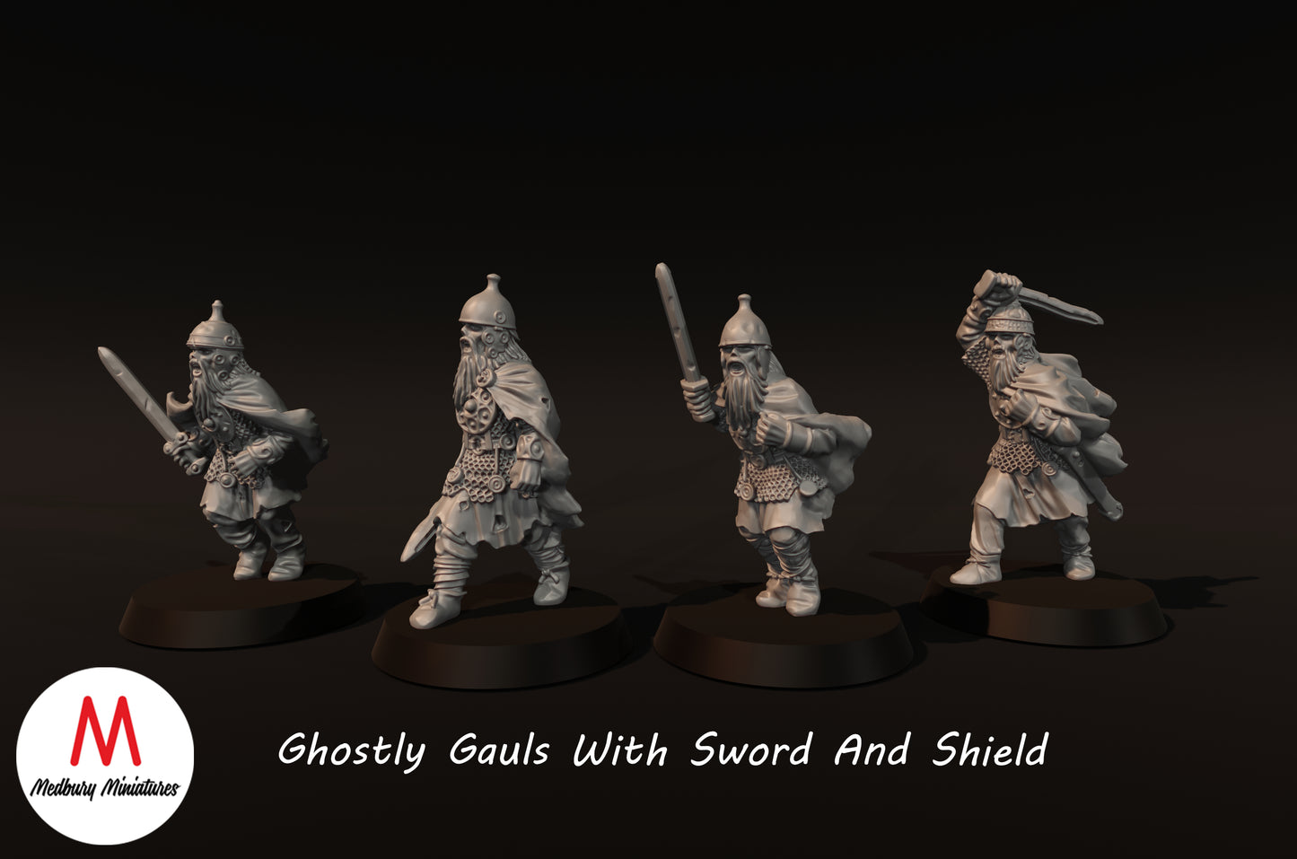 Ghostly Gauls With Sword And Shield - Medbury Miniatures