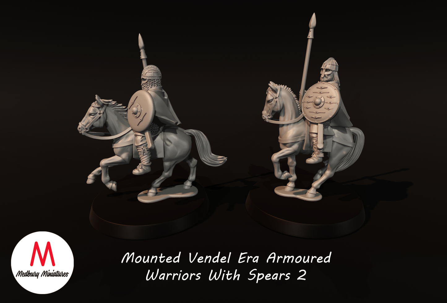 Mounted Vendel Era Armoured Warriors With Spears 2 - Medbury Miniatures