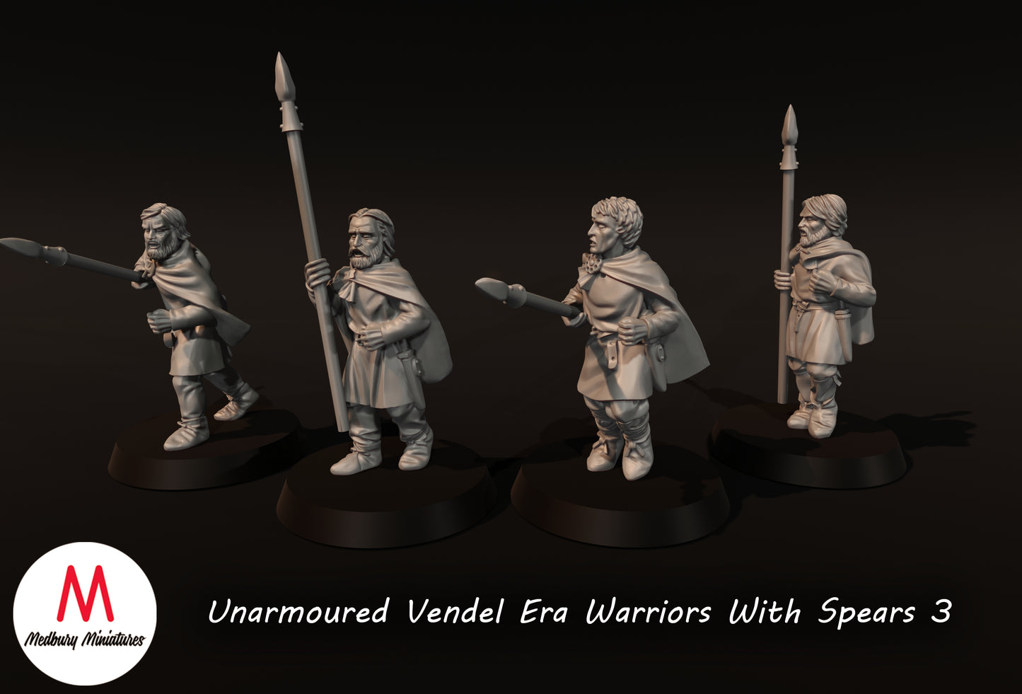 Ungepanzerte Krieger aus der Vendel-Ära mit Speeren 3 - Medbury Miniatures