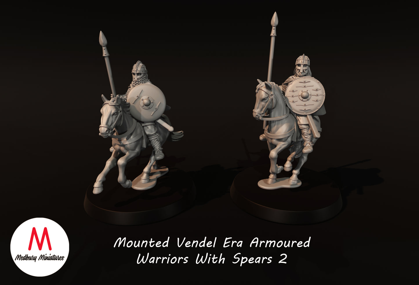 Mounted Vendel Era Armoured Warriors With Spears 2 - Medbury Miniatures