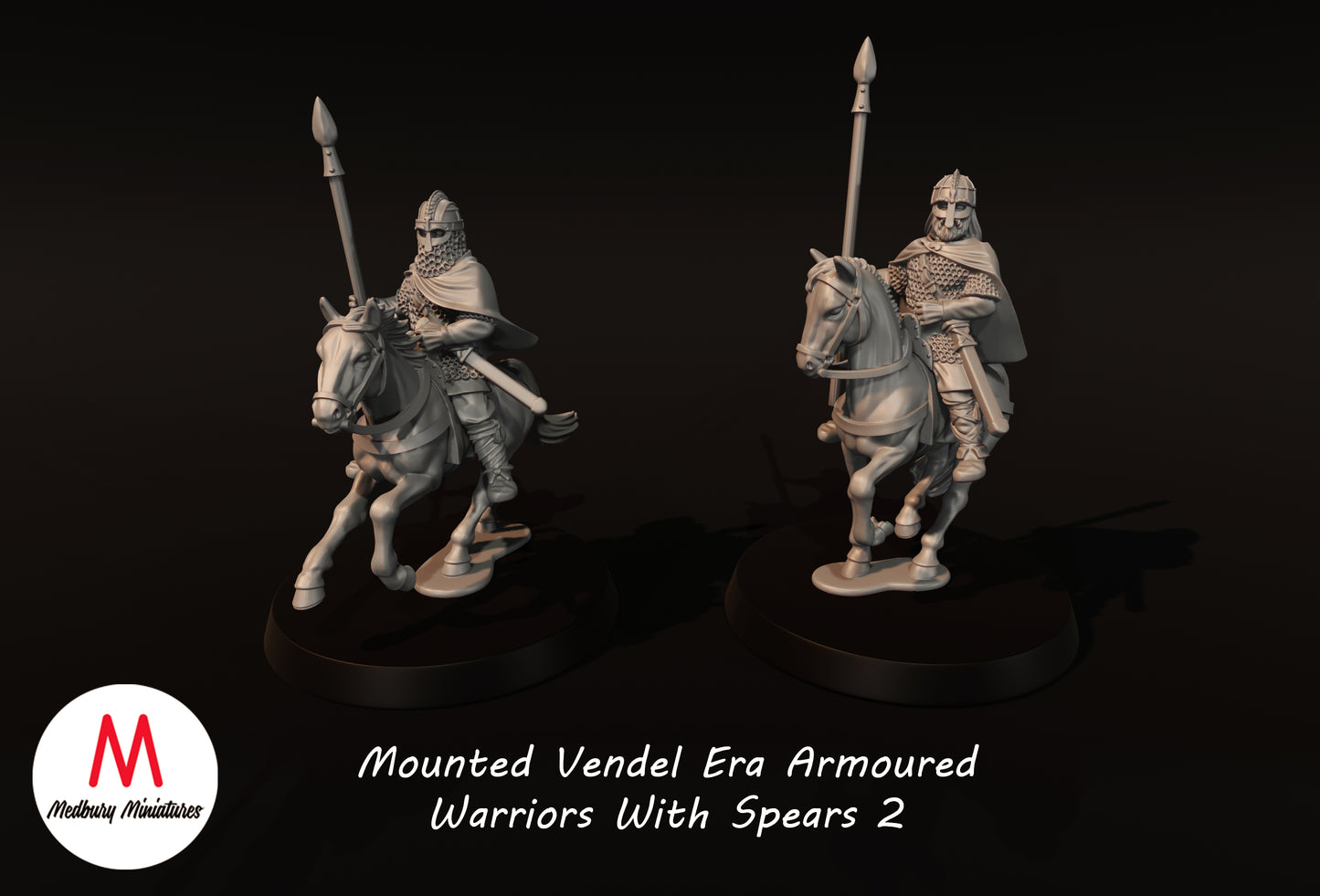 Mounted Vendel Era Armoured Warriors With Spears 2 - Medbury Miniatures