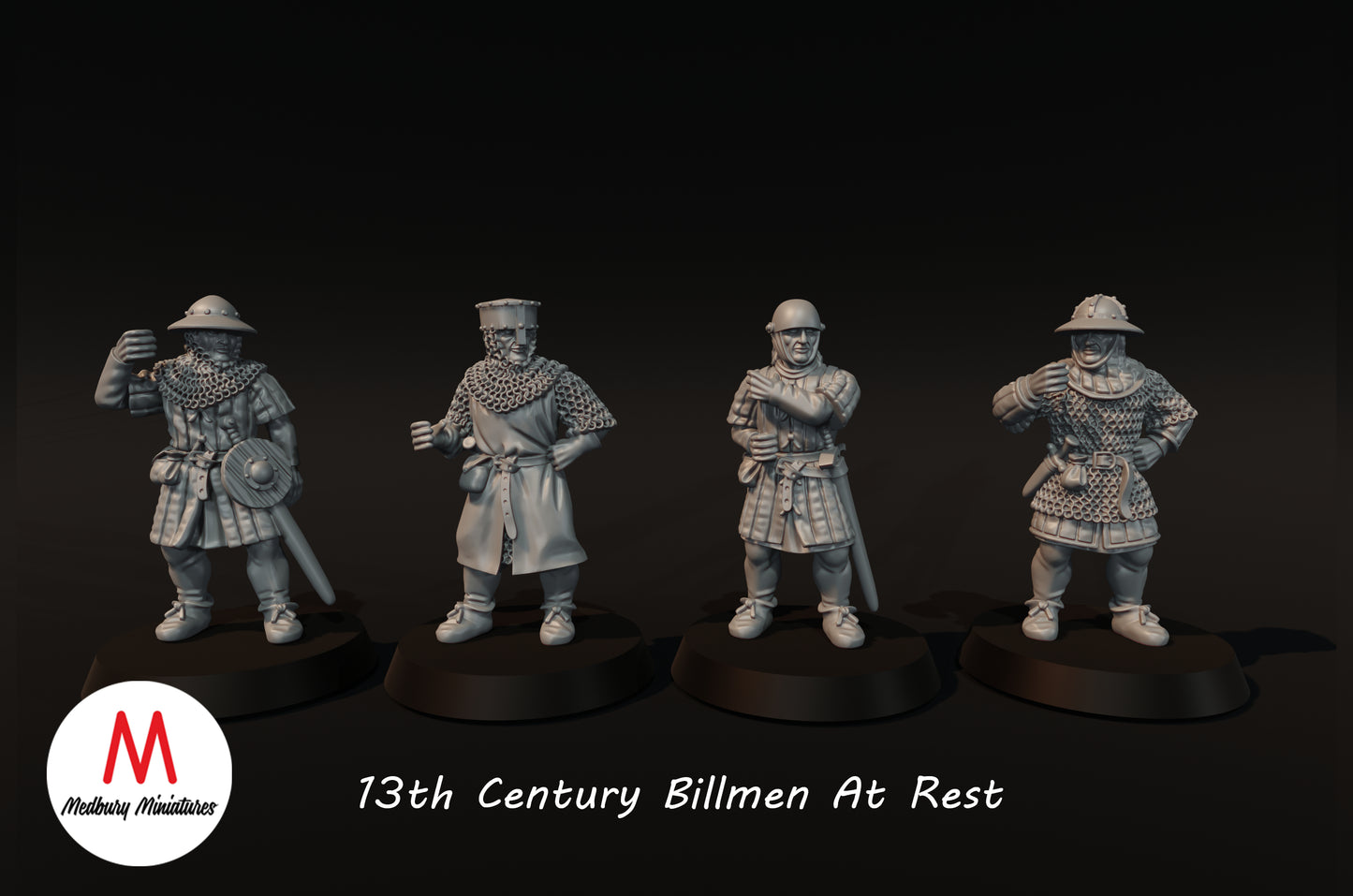 Ruhende Billmen aus dem 13. Jahrhundert - Medbury Miniatures