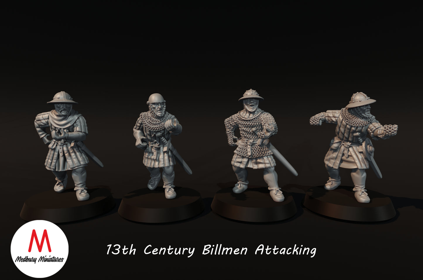 13th Century Billmen Attacking - Medbury Miniatures