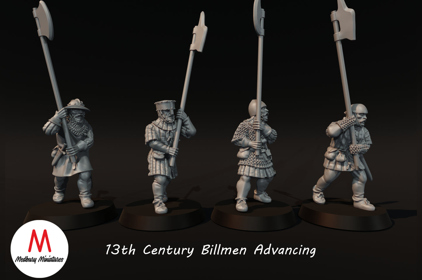 Vorrückende Billmen aus dem 13. Jahrhundert - Medbury Miniatures