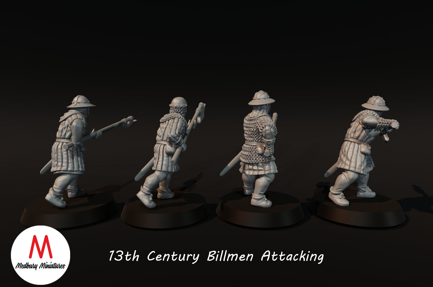 Attaque des Billmen du 13e siècle - Medbury Miniatures