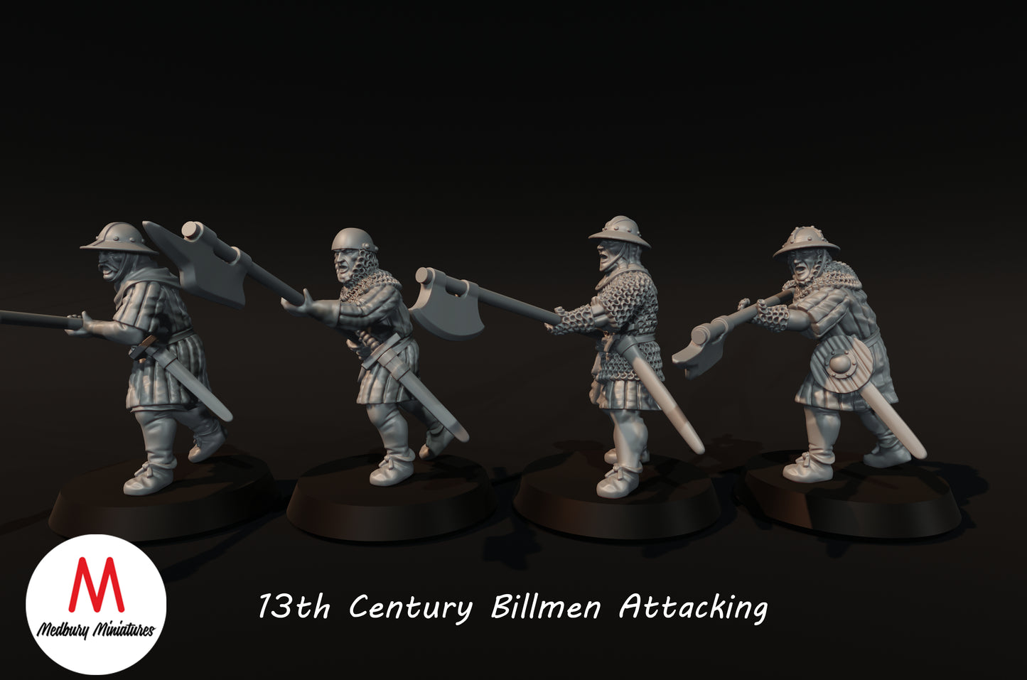 Attaque des Billmen du 13e siècle - Medbury Miniatures