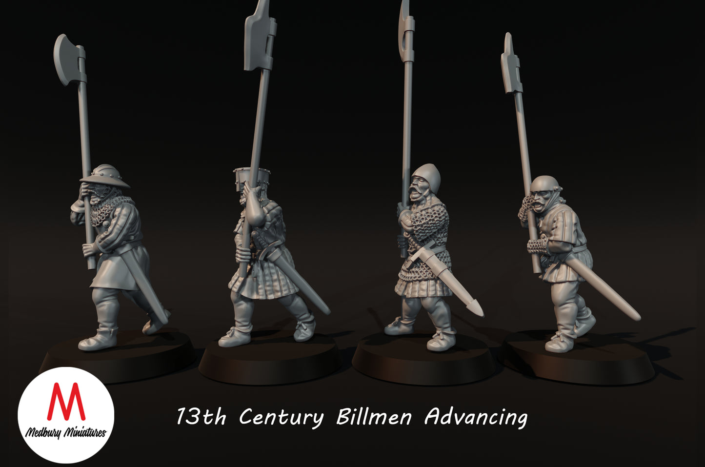 Vorrückende Billmen aus dem 13. Jahrhundert - Medbury Miniatures