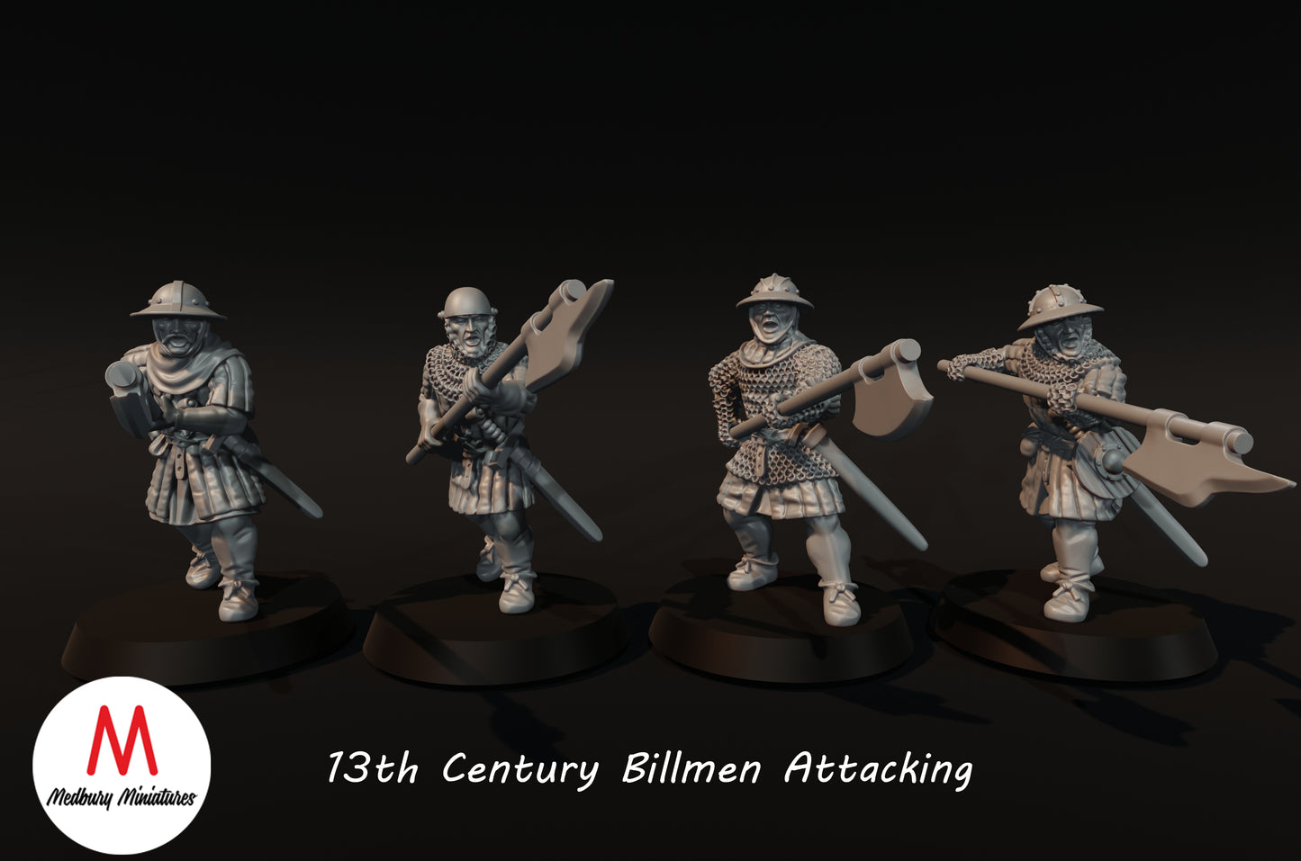 Attaque des Billmen du 13e siècle - Medbury Miniatures