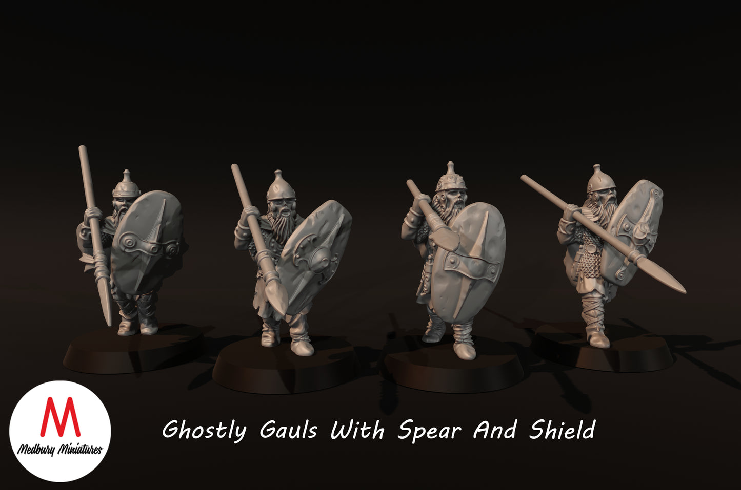 Ghostly Gauls With Spear And Shield - Medbury Miniatures