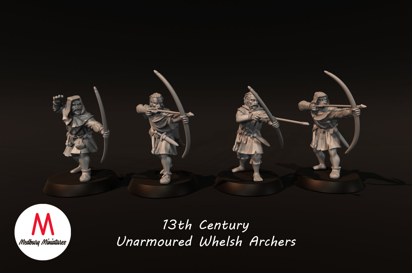 13th Century Unarmoured Welsh Archers - Medbury Miniatures