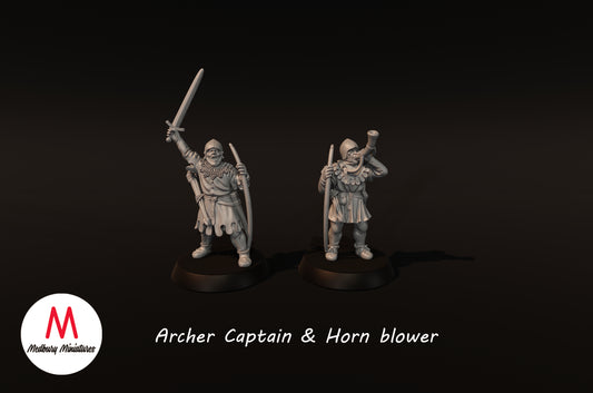 Bogenschützenkapitän und Hornbläser - Medbury Miniatures