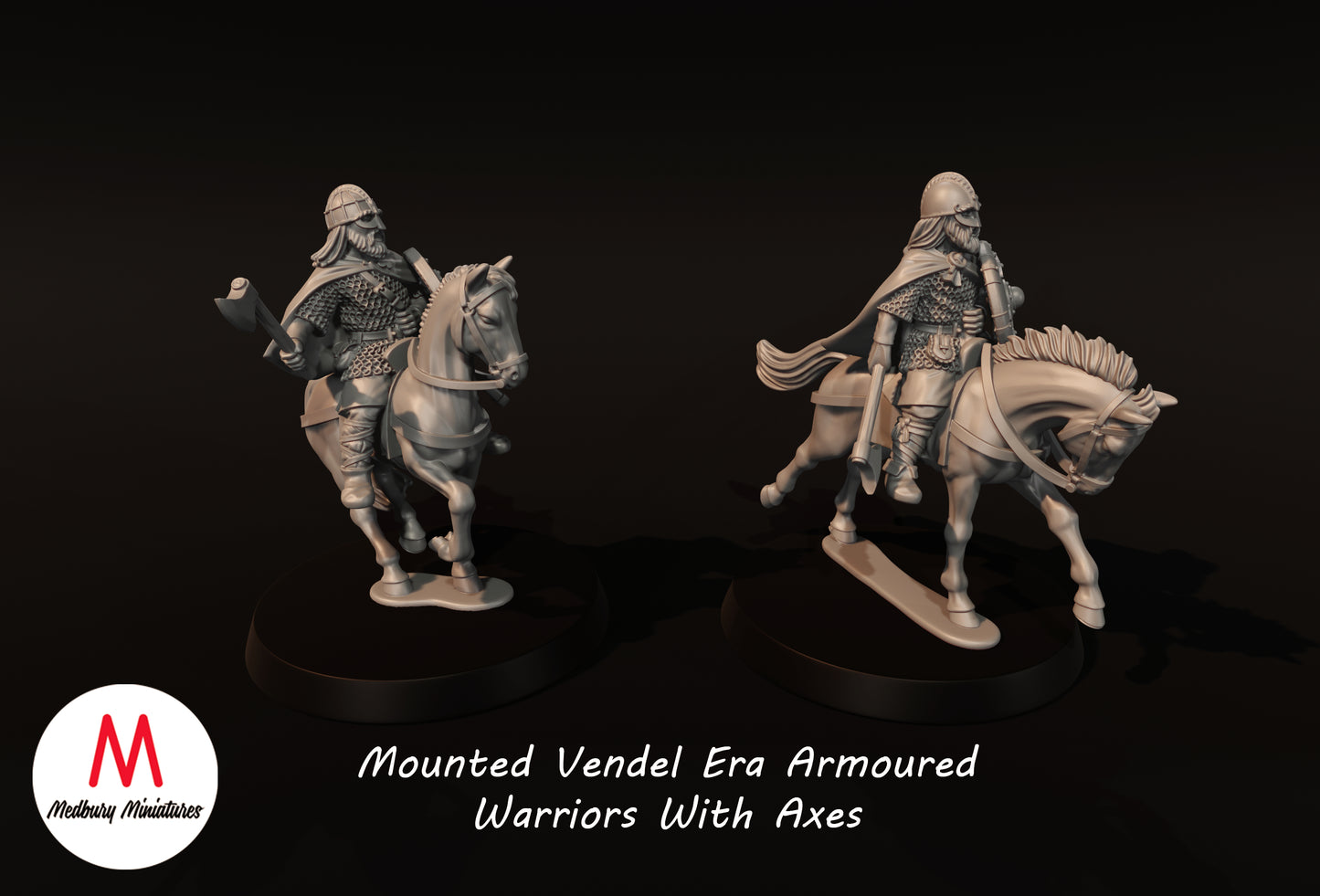 Mounted Vendel Era Armoured Warriors With Axes - Medbury Miniatures