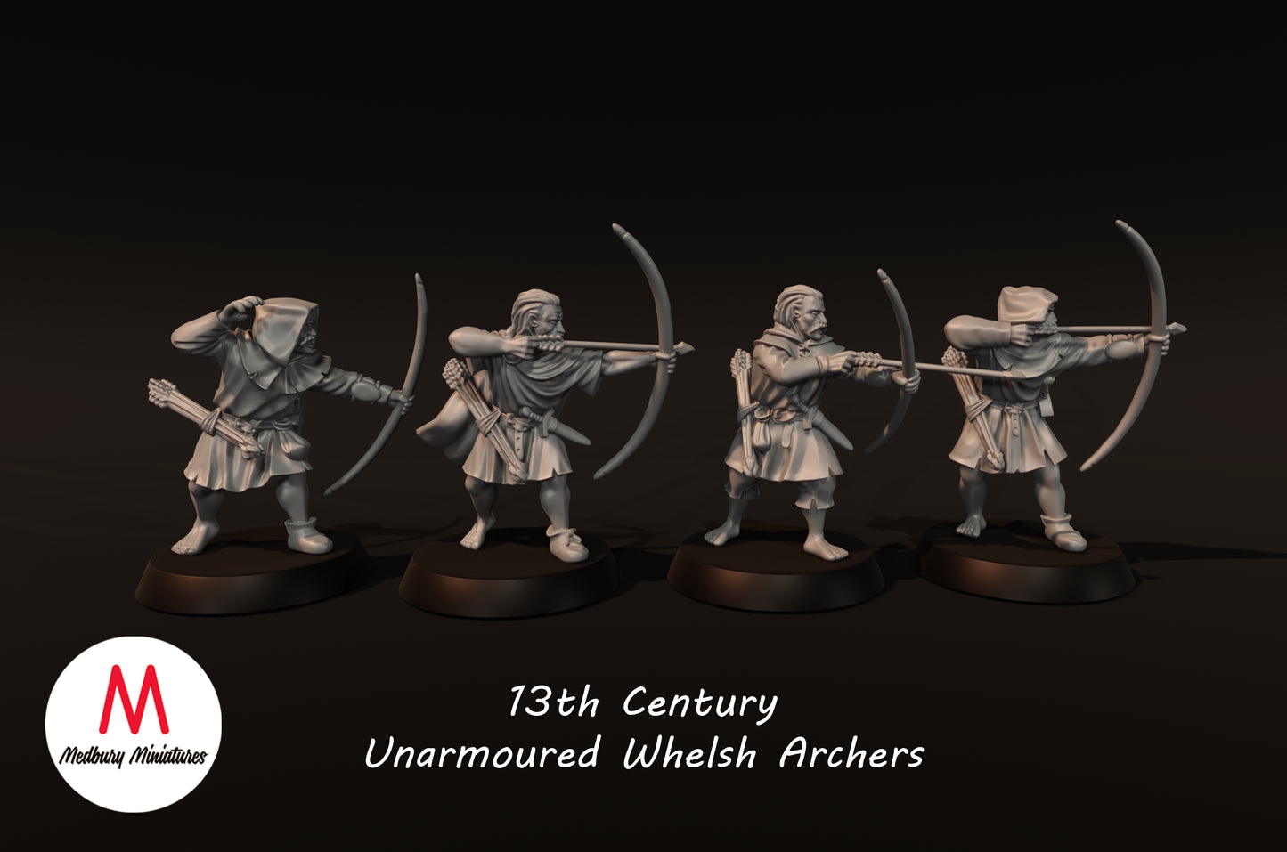 13th Century Unarmoured Welsh Archers - Medbury Miniatures