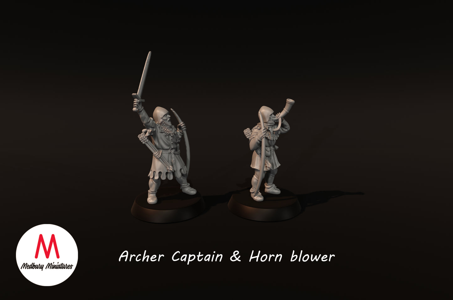 Archer Captain & Horn Blower - Medbury Miniatures